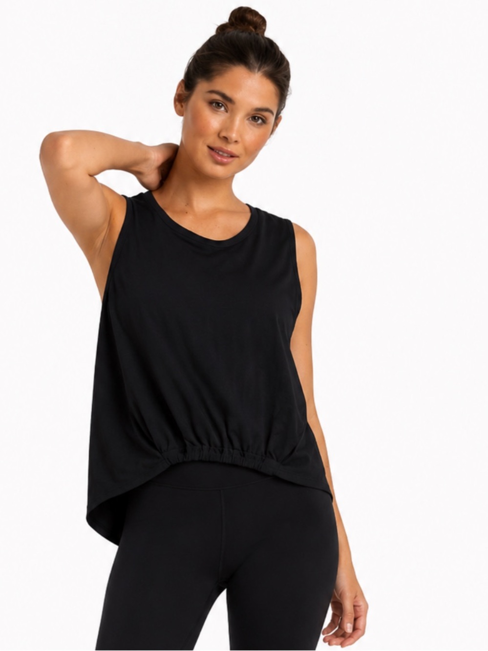 JoyLab Women’s Large Black High-Low Cinched Hem Cotton Athletic Tank Top